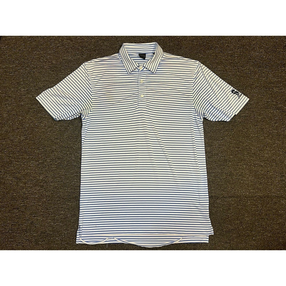 Dunning Golf Stripe Performance Coolmax Polo Shirt Sz MEDIUM